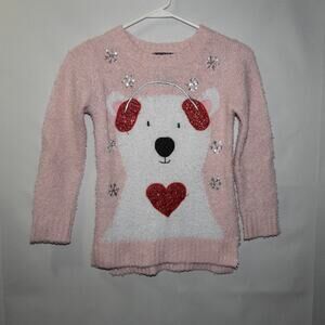 It’s our time pink/white Polar Bear Christmas Sweater girls Size small